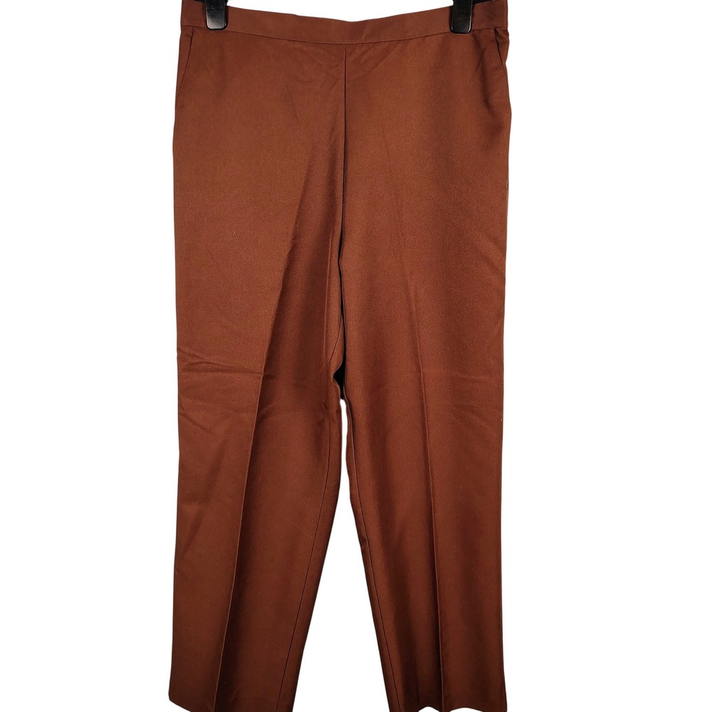 Alfred Dunner Womens SZ 16 Straight Leg Pants Brown Polyester Officecore Classic